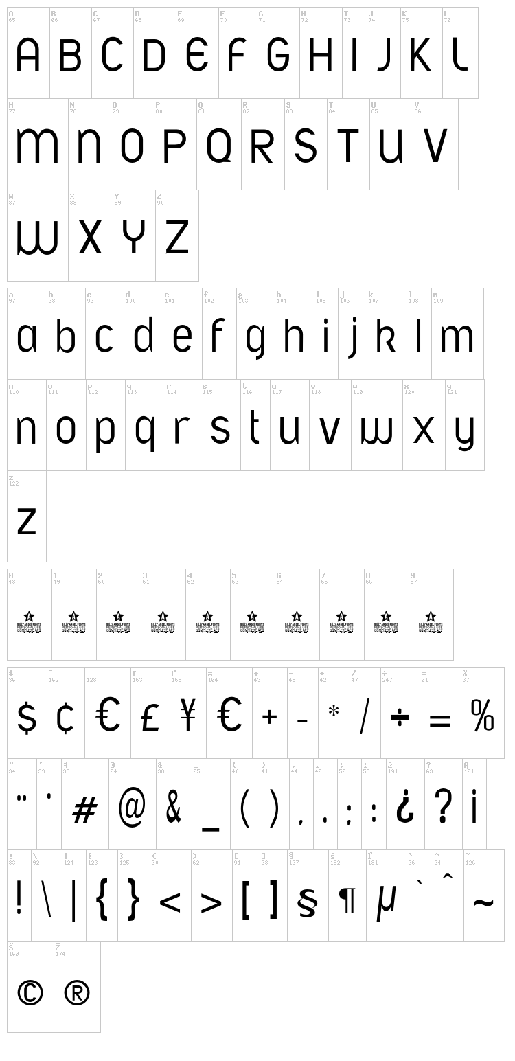 !Afont font map